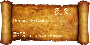 Boros Kolombusz névjegykártya